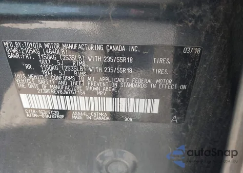 2018 Toyota Rav4 Adventure из США, поврежденный, VIN 2T3RFREV8JW767154